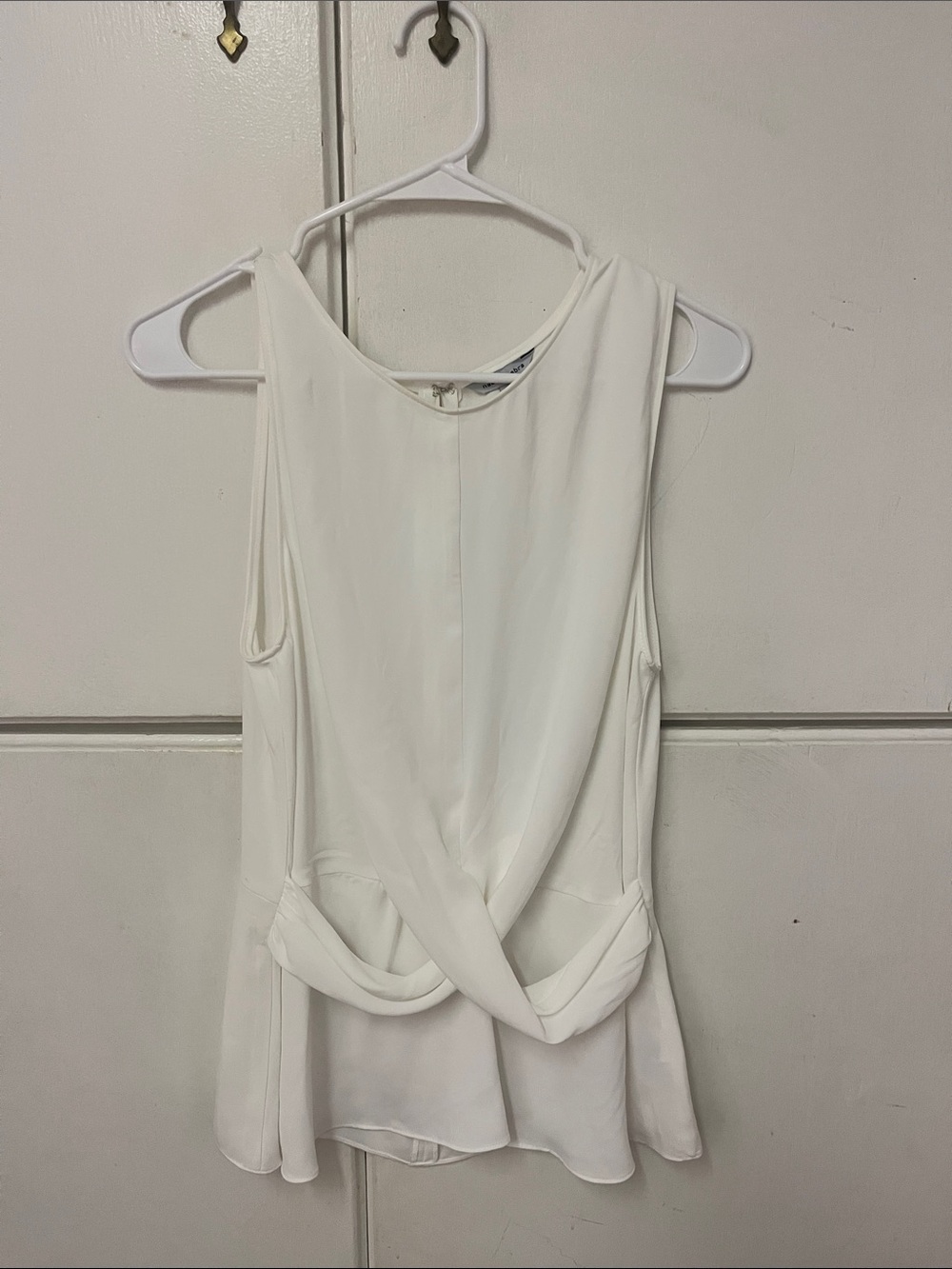 Naked Zebra Cream Sleeveless Twist-Back Blouse